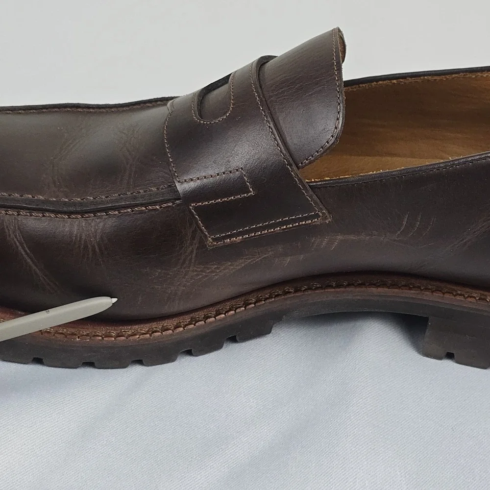Beckett Simonon Fuentes Penny Loafers Mens 11.5 Brown Leather Lug Sole Shoes